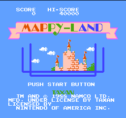 Mappy-Land (USA) Title Screen